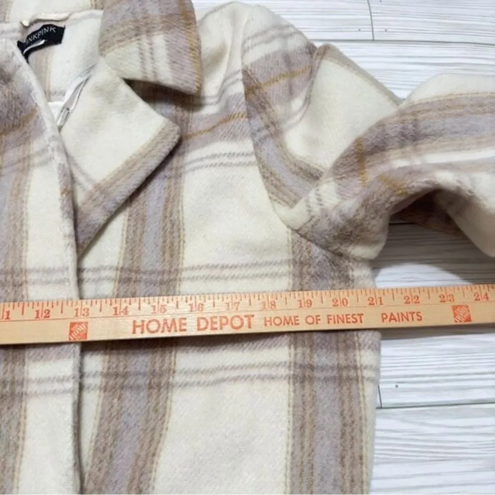 REVOLVE MINKPINK‎ IRIS CREAM MULTI PLAID LONG COAT XL